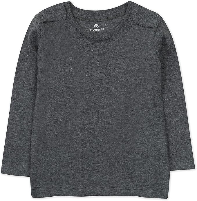 HonestBaby 5-Pack Long Sleeve T Shirts 100% Organic Cotton for Toddler, Little Kids Boys, Girls