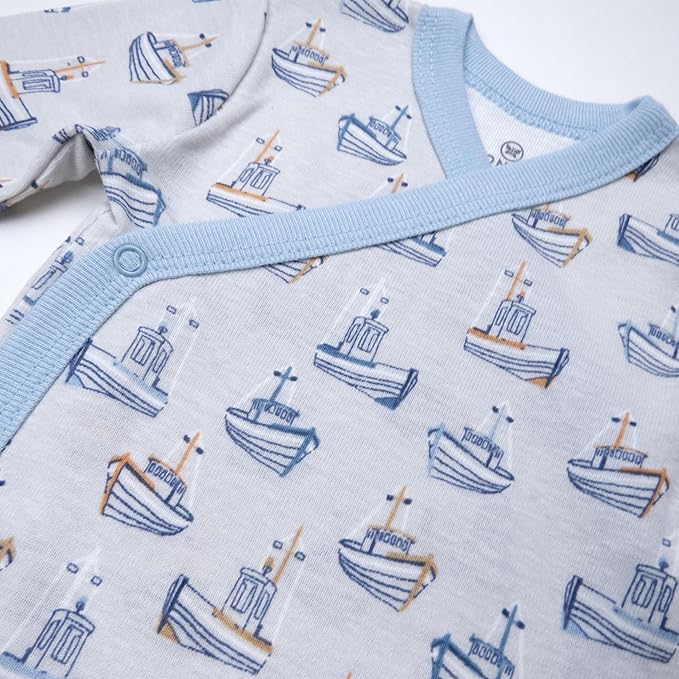 HonestBaby unisex-baby 3-pack Long Sleeve Side-snap Kimono Bodysuits Organic Cotton for Infant Baby Boys, Girls, Unisex