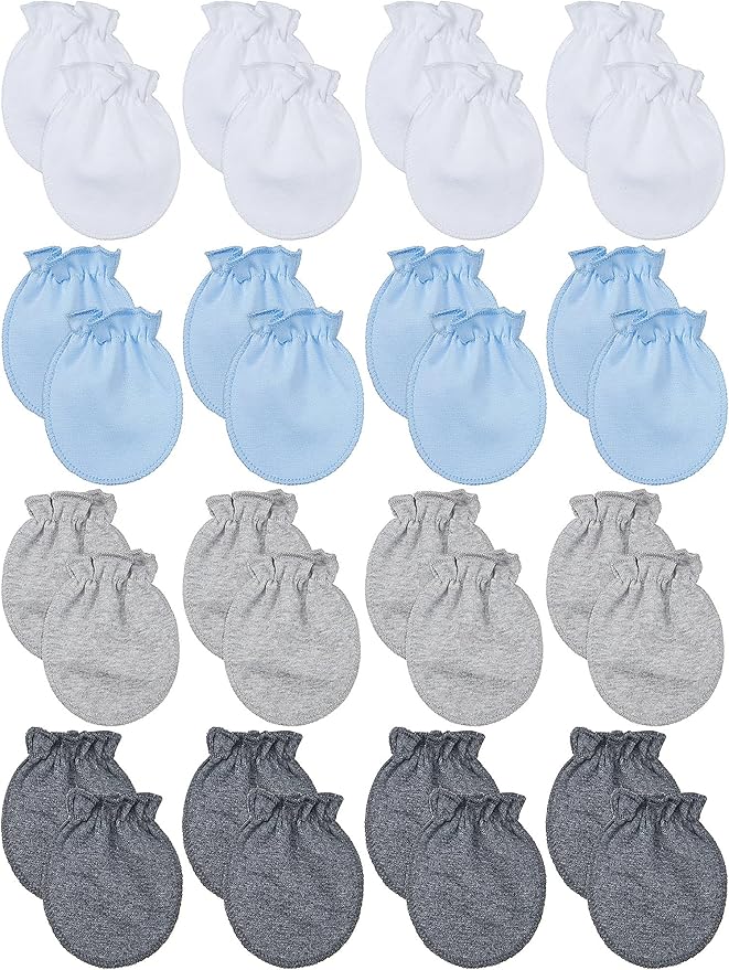 16 Pairs Newborn Baby Cotton Mittens No Scratch Gloves Unisex Newborn Mittens for baby Boys Girls 0-6 Months