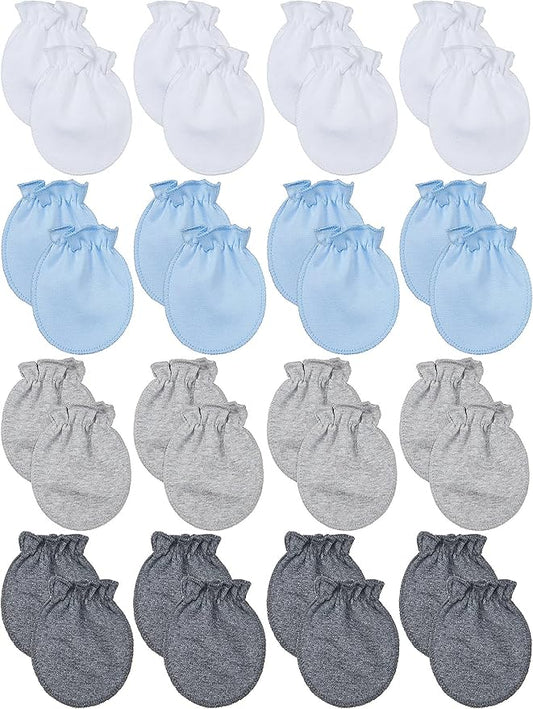 16 Pairs Newborn Baby Cotton Mittens No Scratch Gloves Unisex Newborn Mittens for baby Boys Girls 0-6 Months
