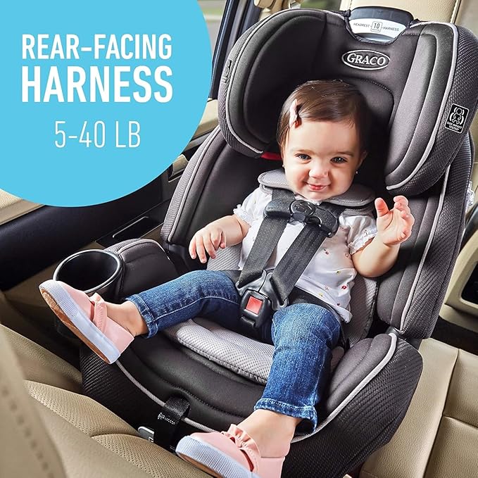 Graco Grows4Me 4-in-1 Car Seat, Convertible Infant to Toddler Car Seat and Booster, West Point Design, for 10 Years of Safe, Comfortable Journeys