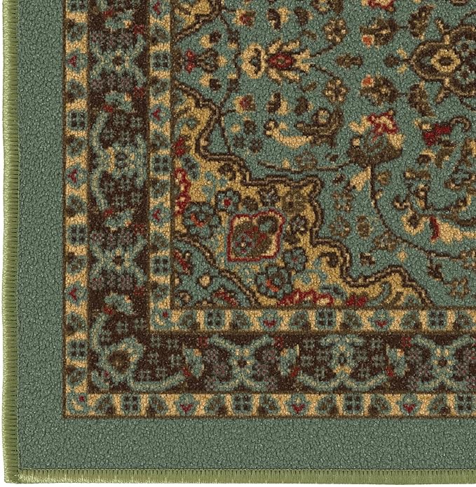 Ottomanson Hallway Runner Rug 1'10" x 7' Non Slip Oriental Area Rugs Easy to Clean Laundry Rug Runner Durable & Pet Friendly Floor Carpet Runners for Hallways Entryway Kitchen, Seafoam Green