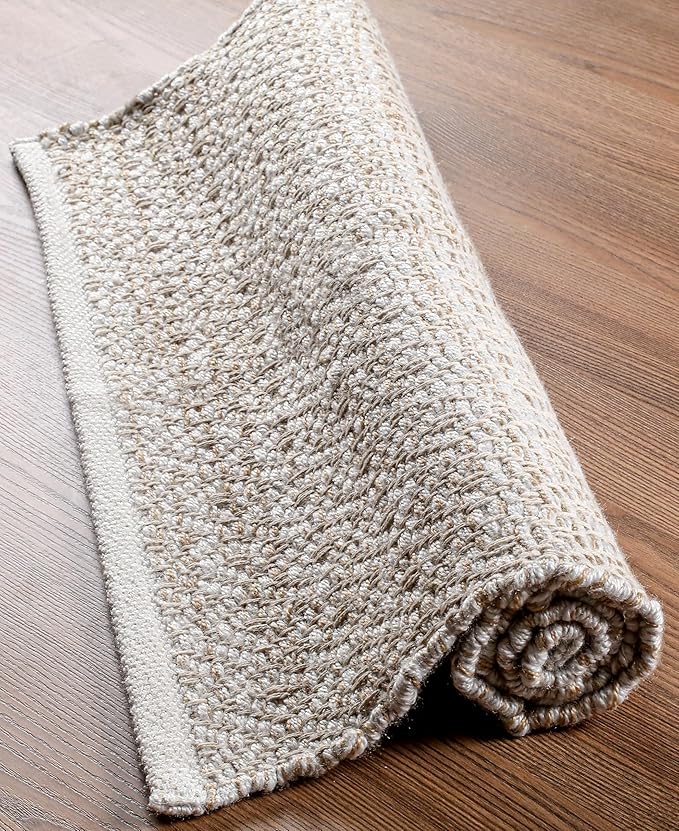 Area Rug 24x36 Inch, Natural Polyester Cotton, Machine Washable, Durable Soft Textured Indoor Accent Rug for Living Room Bedroom Entryway, 80% Polyester 20% Cotton Bedding Craft