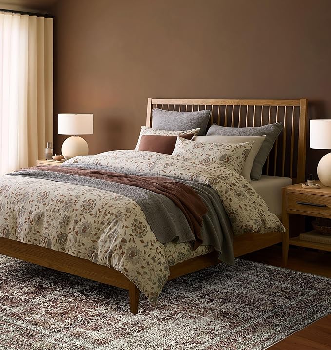 Vintage Area Rug 5x7 Rust Red Washable Living Room Large Carpet Non Slip Bedroom Indoor Office Low Pile Traditional Distressed Retro Accent Rug for Dining Room Bathroom Kitchen