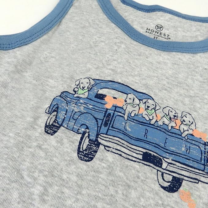 HonestBaby Sleeveless Muscle T-Shirts 100% Organic Cotton for Infant Baby and Toddler Boys, Girls