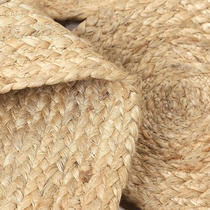 REDEARTH · Round Area Rug - 6 Feet Braided Scalloped Abaca Embrace Natural Jute Rug- Artisan Made Boho Jute Patterned Rugs for Bedroom, Kitchen, Living Room, Farmhouse, Handmade Vintage Décor