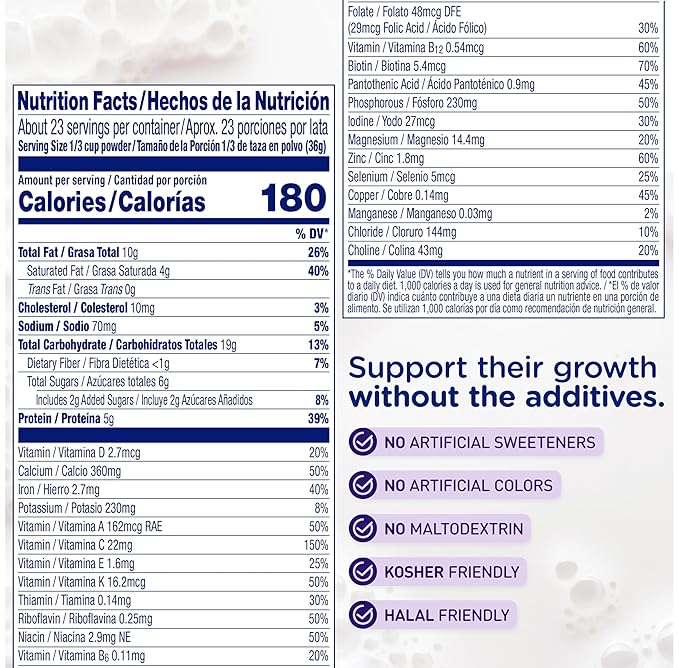 Enfagrow PREMIUM Gentlease Toddler Nutritional Drink, Made with Real Milk, Designed to Ease Fussiness, Gas & Crying, Brain-Building Omega-3, Nutrients for Growth & Immune Support, Powder Can, 29.1 Oz