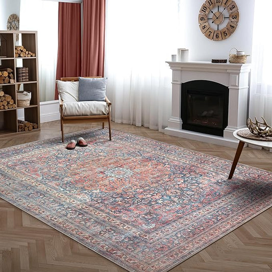 Bloom Rugs Washable Non-Slip 10x14 Rug - Multicolor Traditional Medallion Area Rug for Living Room, Bedroom, Dining Room, and Kitchen - Exact Size: 10' x 14'
