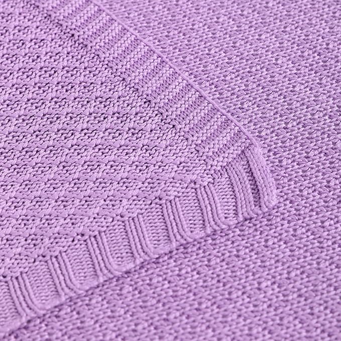 NTBAY Cable Knit Cooling Throw Blanket, Soft and Breathable Throw Blanket 51x67 Inches Made from Rayon Derived from Bamboo for Couch, Sofa, Nap, Light Purple