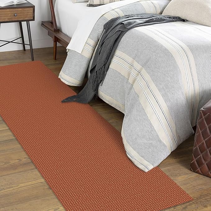 KOZYFLY Runners for Hallways 2x7 ft Washable Kitchen Runner Non Slip Rubber Backed Hall Runners Cotton Entryway Runner Rugs Floor Carpet for Indoor Backdoor Bedroom Kitchen, Orange/Tan