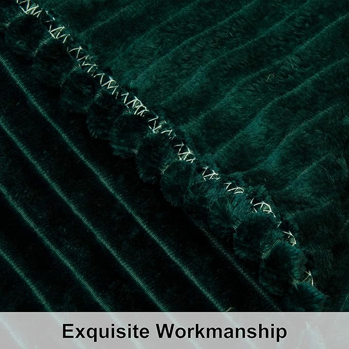 NTBAY Flannel Fuzzy Toddler Blanket, Fluffy Warm and Lightweight Reversible Stripes Design Baby Plush Blanket, 30x40 Inches, Dark Green