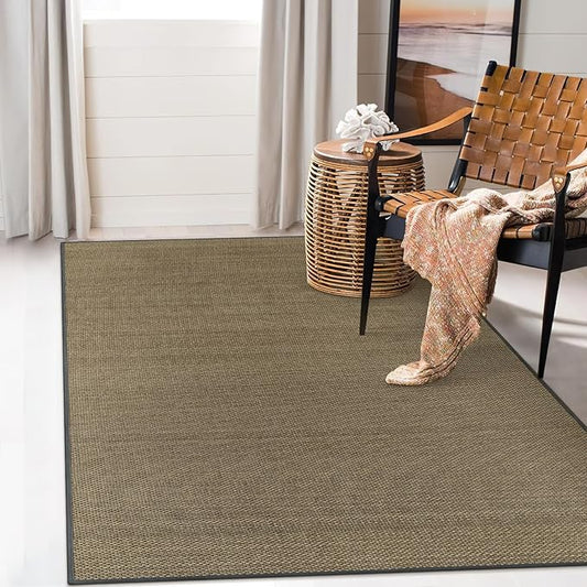 Wonnitar Farmhouse Kitchen Rugs, 3x5 Area Rugs for Entryway Indoor Non-Slip Washable Braided Rubber Rug Neutral Woven Absorbent Throw Carpet for Entry Bathroom Bedroom (Grey/Khaki,3'x5')