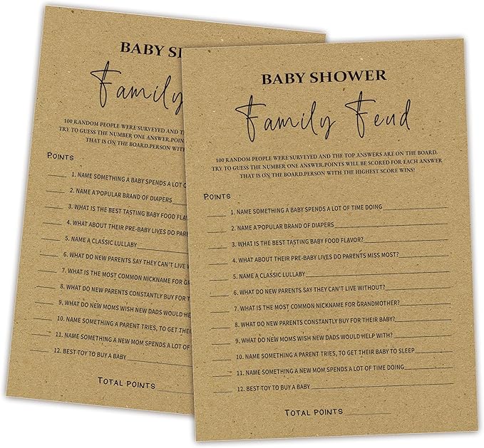 Family Feud Baby Shower Game - Pack of 30 Cards, Answer Key, Gender Neutral Decorations & Supplies