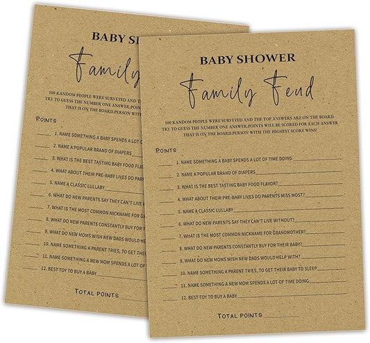 Family Feud Baby Shower Game - Pack of 30 Cards, Answer Key, Gender Neutral Decorations & Supplies