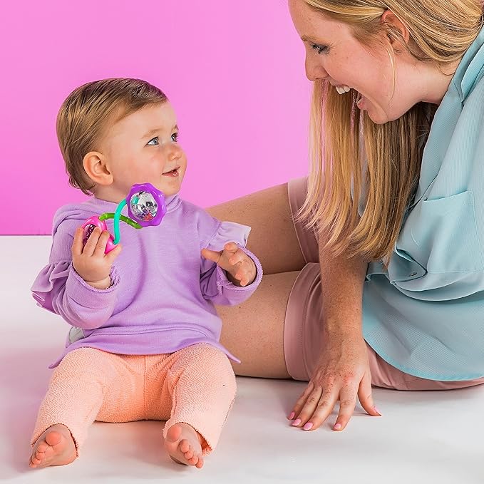 Bright Starts Rattle and Shake Barbell Toy - Pretty in Pink, Ages 3 Months + (Pack of 2)