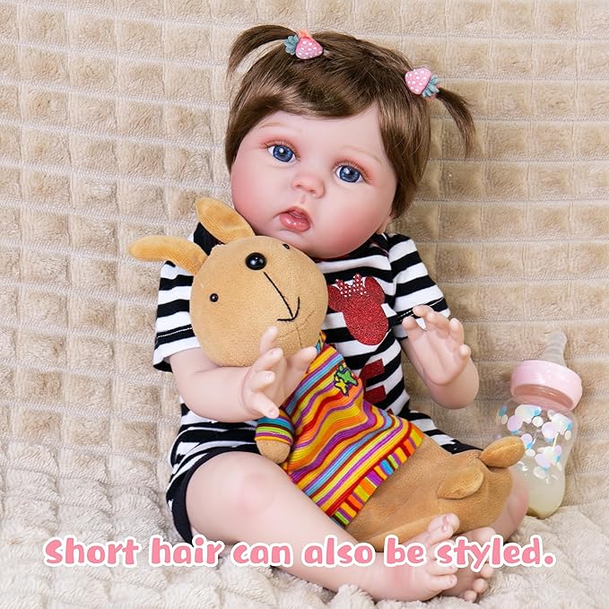 Lifelike Reborn Baby Dolls,22 Inch Realistic Baby Dolls That Look Real Soft Cloth Body Real Life Baby Doll Newborn Girls with Clothes and Toy Accessories Gift Set for Kids Age 3+