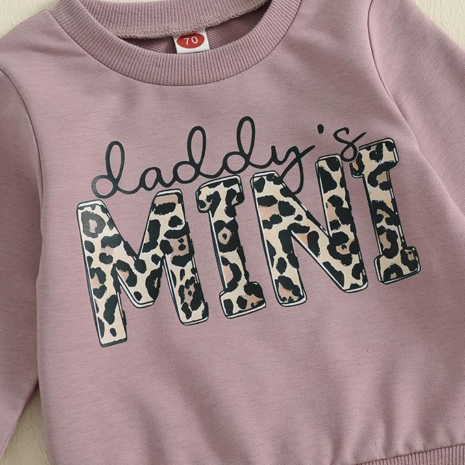 Kupretty Baby Girl Fall Winter Clothes Toddler Outfit Letters Graphic Crewneck Sweatshirts + Joggers Pants Set