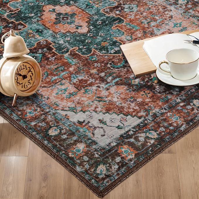 Ciicool Washable Vintage Runner Rug - 2'6" x 10' ft Hallway Carpet, Boho Low Pile Long Non Slip Soft Stair Runner Kitchen Carpet Indoor Oriental Throw for Living Room Bathroom Entry