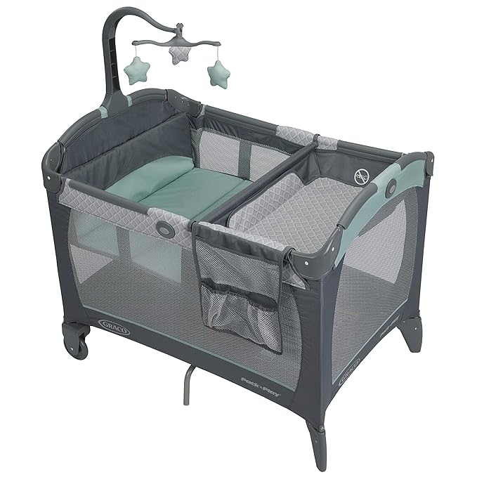 Graco Pack and Play Change 'n Carry Playard | Includes Portable Changing Pad, Manor, 40x28.5x29 Inch (Pack of 1)