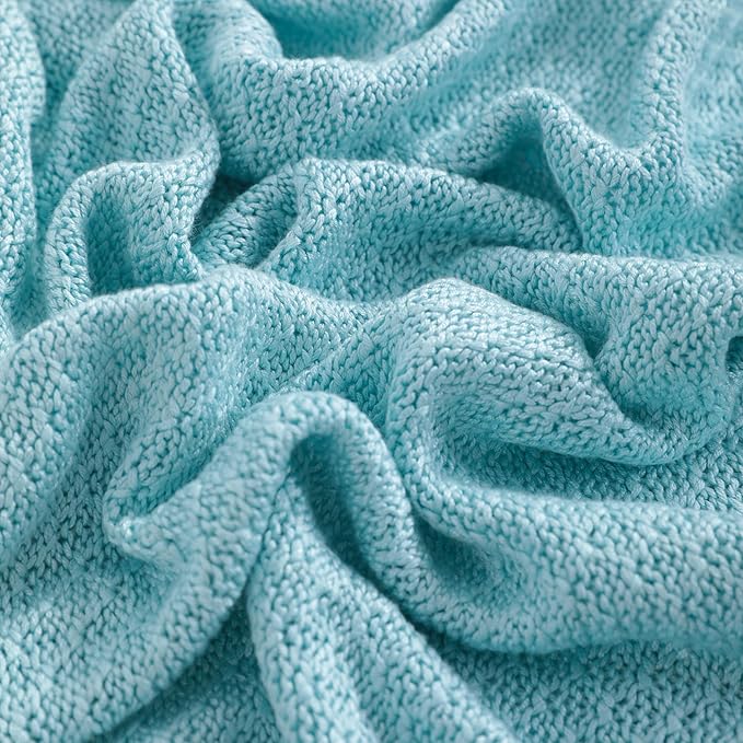 NTBAY Cable Knit Cooling Throw Blanket, Soft and Breathable Throw Blanket 51x67 Inches Made from Rayon Derived from Bamboo for Couch, Sofa, Nap, Blue