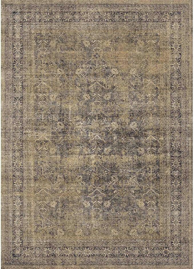 6x9 Brown Black Area Rug for Living Room Washable Vintage Distressed Carpet Large Bedroom Low Pile Non Slip Indoor Soft Retro Throw Accent Rug Office Kitchen Bathroom Dining Room