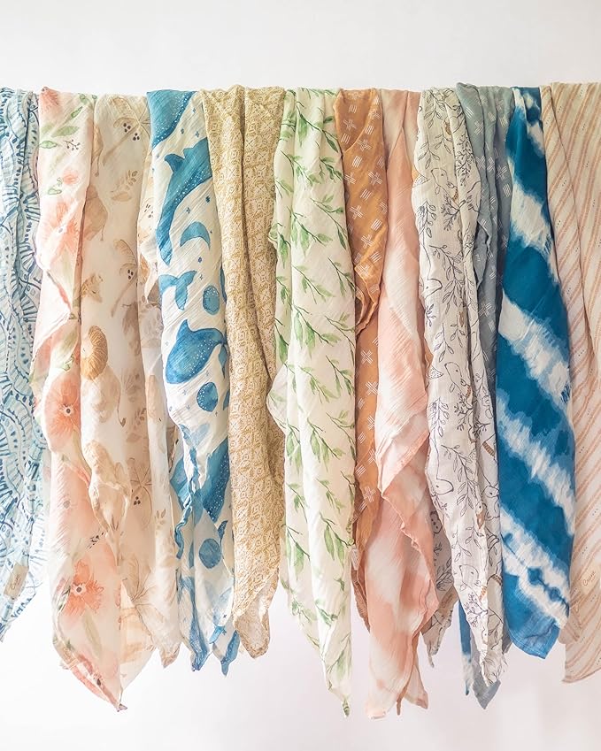 Crane Baby 100% Cotton Muslin Swaddle Blankets, Set of 2, 47" x 47", Boho Woodland Baby, Forest Animals Swaddle, Neutral Baby Items