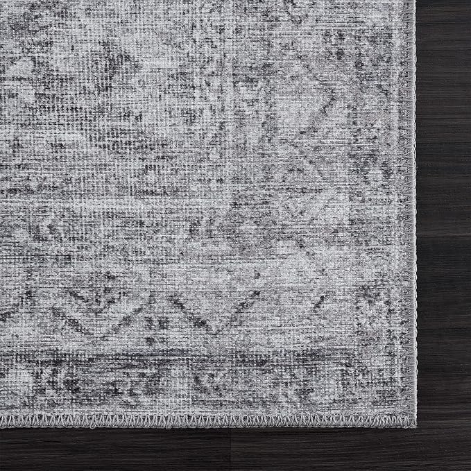 Bloom Rugs Washable 12 ft Runner - Ivory/Silver Gray Traditional Runner for Entryway, Hallway, Bathroom, and Kitchen - Exact Size: 2.5' x 12'