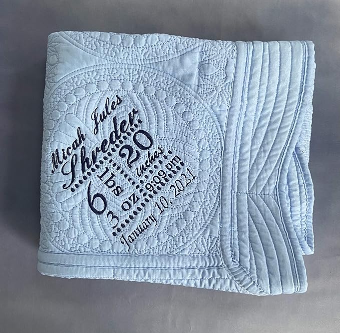 Personalized Baby Blanket Baby Quilt Monogrammed Blankets for Boys and Girls Embroidered Baby Gifts Birthdate