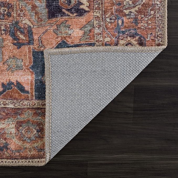 Bloom Rugs Washable 10 ft Runner - Beige/Terracotta Traditional Runner for Entryway, Hallway, Bathroom, and Kitchen - Exact Size: 2.5' x 10'