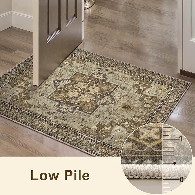 Ciicool Washable Runner Rug Non Slip, 2'x5' Hallway Rug Vintage Kitchen Rugs Carpet Runners for Hallways Bedroom Laundry Bathroom Decor