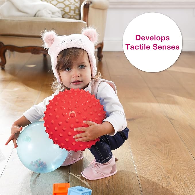 Edushape Original Sensory Ball for Baby - 7" Red Color Ball Enhances Gross Motor Skills for Kids 6 Months & Up