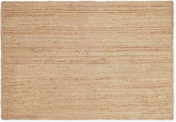 REDEARTH · Rectangular Area Rug - 4'x6' Braided Natural Jute with Non-Skid Backing - Handwoven Boho Rug for Bedroom, Kitchen, Living Room - Farmhouse Aesthetic Home Decor - Durable Handmade Rug