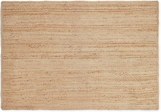 REDEARTH · Rectangular Area Rug - 4'x6' Braided Natural Jute with Non-Skid Backing - Handwoven Boho Rug for Bedroom, Kitchen, Living Room - Farmhouse Aesthetic Home Decor - Durable Handmade Rug