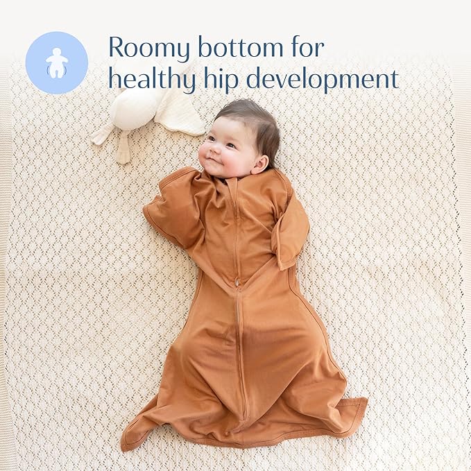 SleepingBaby Zipadee-Zip Transition Swaddle - Cozy Baby Swaddle Blanket with Zipper Convenience - Roomy Wearable Blanket for Easy Diaper Changes - Spice, Small (4-8 Month)