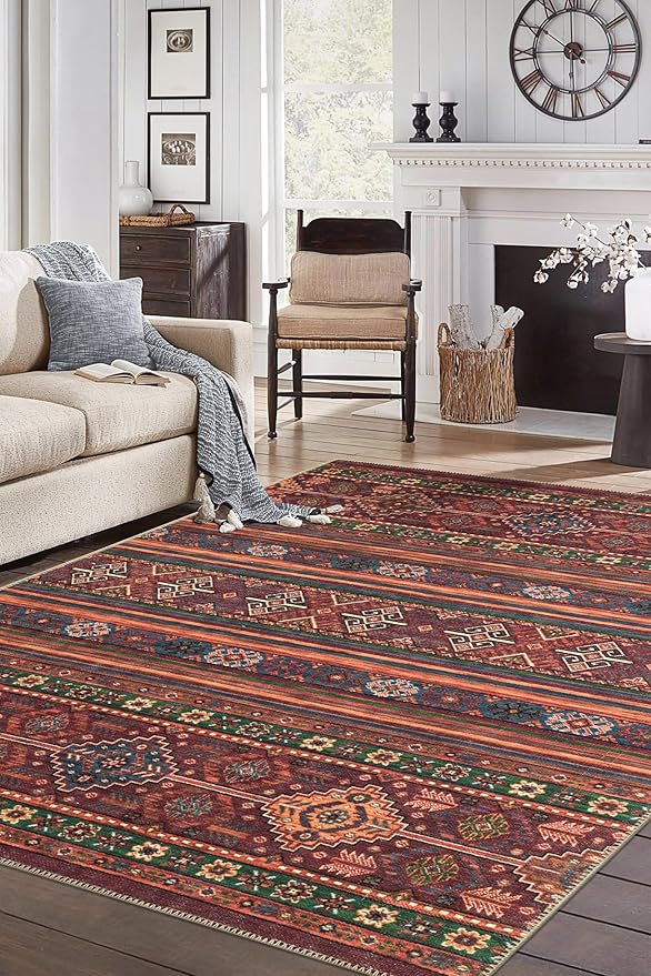 Keen Home Design 9x12 Rug - Machine Washable Area Rug with Non-Slip Backing, Ideal for Living Room, Dining Room, Bedroom - Vintage, Easy Clean, Durable, Low Pile Rug - (9' x 12')