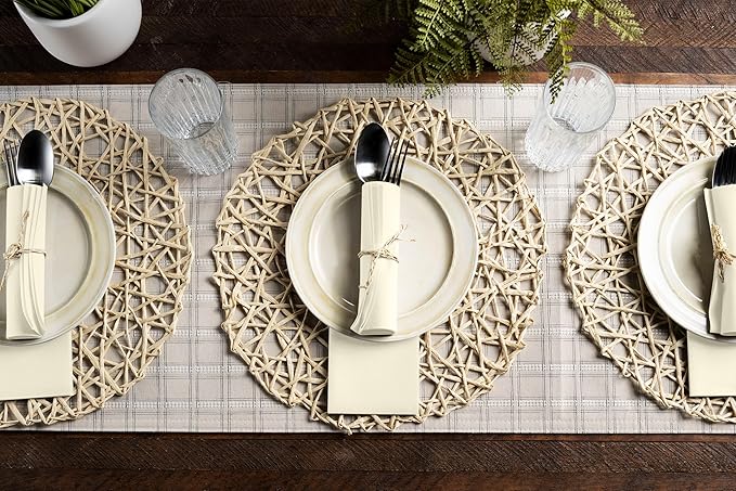 Linen-Feel Cream Paper Napkins - Decortive Cloth-Like Disposable Dinner Napkins - Soft And Absorbent Napkins for Thanksgiving, Party, Wedding, Bathroom Or Any Occasion. (Pack of 100)