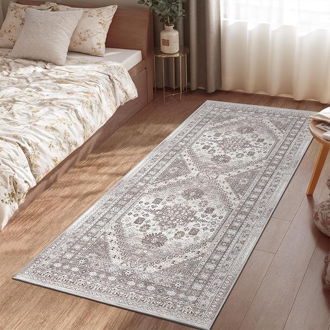 zesthome Runner Rug 2x5 - Stain Resistant Machine Washable Rug, Non Slip Vintage Hallway Runner Rugs, Low Pile Lightweight Runners for Kitchen, Entryway and Corridor
