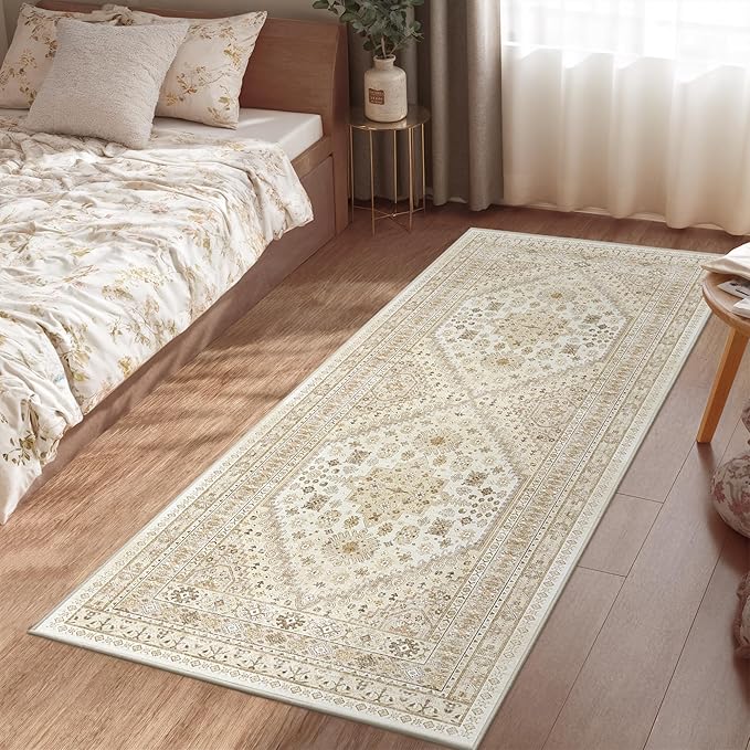 zesthome 2x6 Runner Rug for Hallways, Machine Washable Rug, Non Slip Vintage Low Pile Runners, Stain Resistant Runners for Entryway, Kitchen, Bathroom, Laundry Room, Corridor