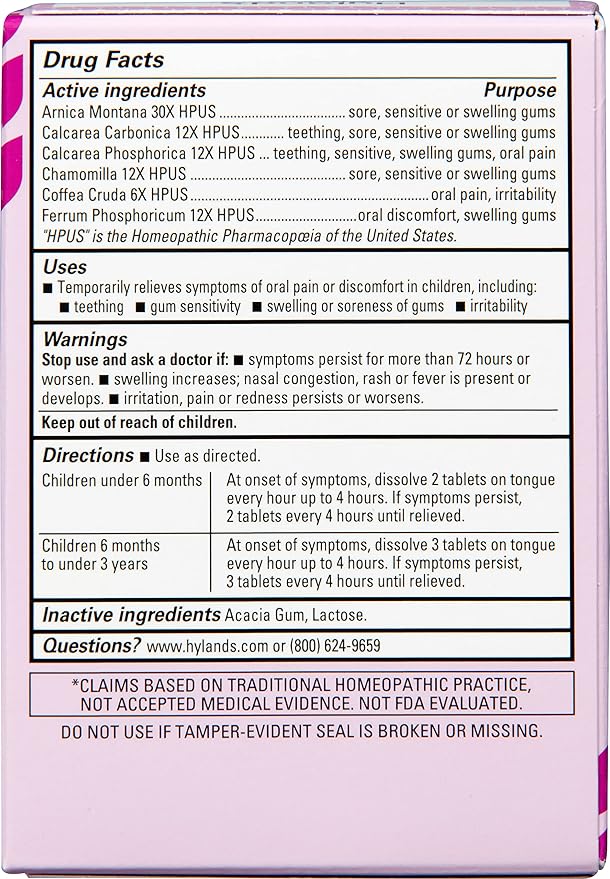 Hyland's Baby Daytime Soothing Tablets with Chamomilla, Natural Relief of Oral Discomfort, Irritability, and Swelling, Up to 62 Doses (Pack of 1, 125 Count Total)