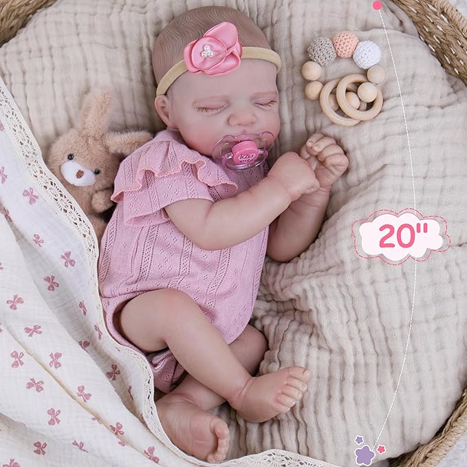 Milidool Lifelike Reborn Baby Dolls - 20Inch Soft Vinyl Realistic Newborn Baby Dolls Poseable Real Life Baby Girls Dolls for 3+ Year Old Girls Kids