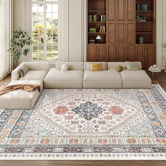 zesthome 8x10 Area Rugs for Living Room,Non-Slip Backing Washable Rugs,Vintage Large Area Rug，Stain Resistant Home Decor Rug (Multi,8'x10')