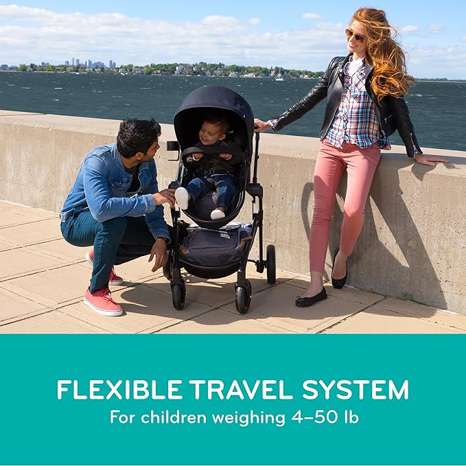 Evenflo Pivot Modular Travel System with SafeMax Rear-Facing Infant Car Seat (Dusty Rose Pink)