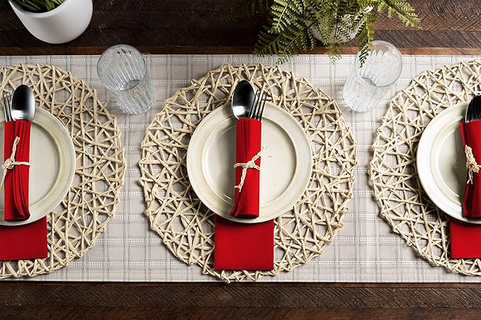 Linen-Feel Colored Paper Napkins - Decortive Cloth-Like Red Dinner Napkins - Soft And Absorbent. For Kitchen, Party, Wedding, Bathroom Or Any Occasion. (Pack of 100)
