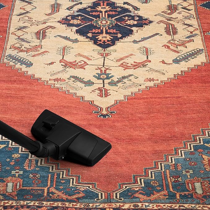 Keen Home Design 2x12 Rug - Machine Washable Runner with Non-Slip Backing, Ideal for Hallway, Entryway, Kitchen, Laundry Room - Vintage, Easy Clean, Durable, Low Pile Rug - (2'6" x 12')