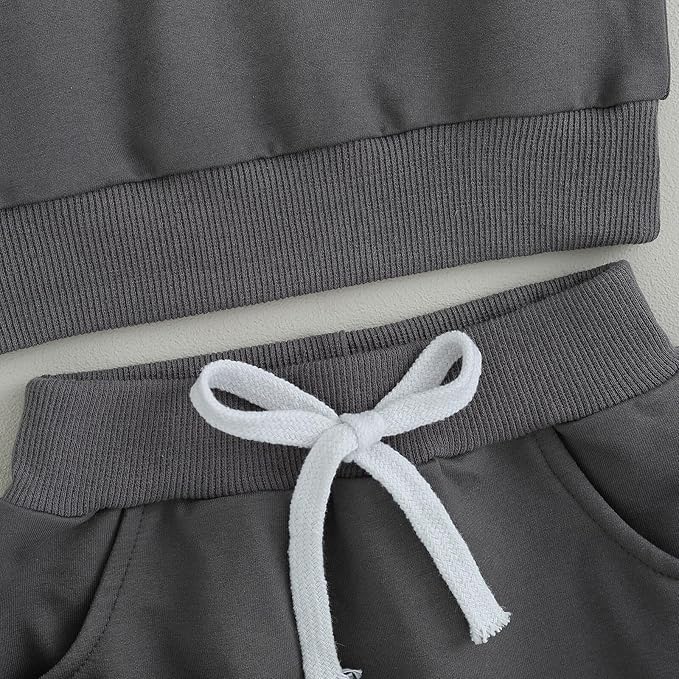 Kupretty Toddler Baby Boy Fall Winter Clothes Color Block Long Sleeve Sweatshirt Pullover Tops + Joggers Pants Outfit Set