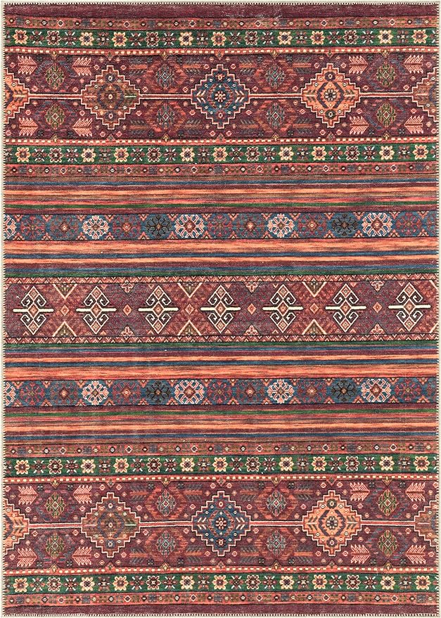 Keen Home Design 4x6 Rug - Machine Washable Area Rug with Non-Slip Backing, Ideal for Living Room, Dining Room, Bedroom - Vintage, Easy Clean, Durable, Low Pile Rug - (4' x 6')