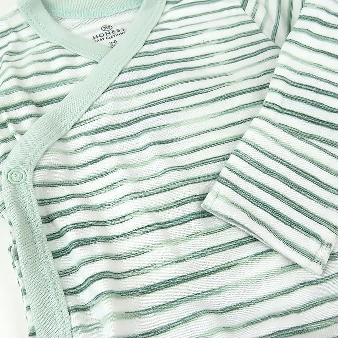 HonestBaby unisex-baby 3-pack Long Sleeve Side-snap Kimono Bodysuits Organic Cotton for Infant Baby Boys, Girls, Unisex