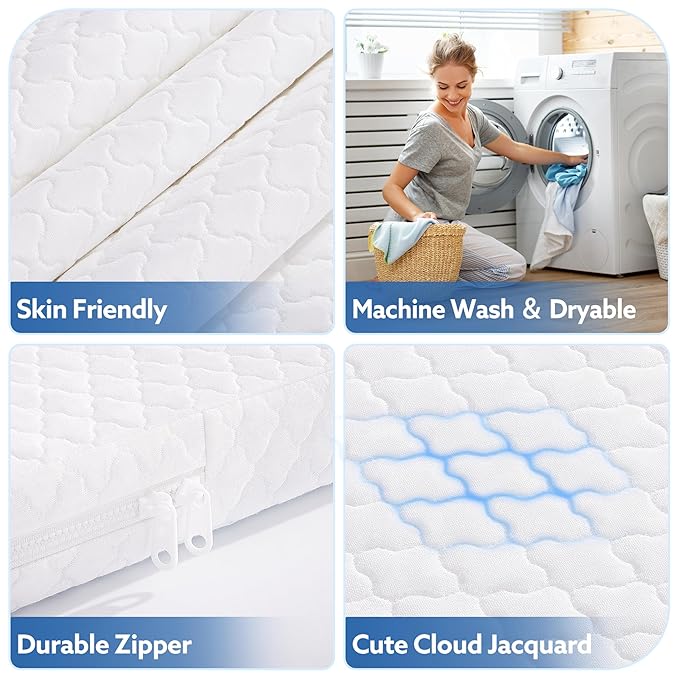 Pro Goleem Baby Bassinet Mattress Pad 33"x19" Rectangle, Waterproof Soft Cover Gel Memory Foam, Dual Side Cradle Mattress fit Jimglo/ANGELBLISS 3 in 1/BabyBond/Cowiewie Baby Bassinet