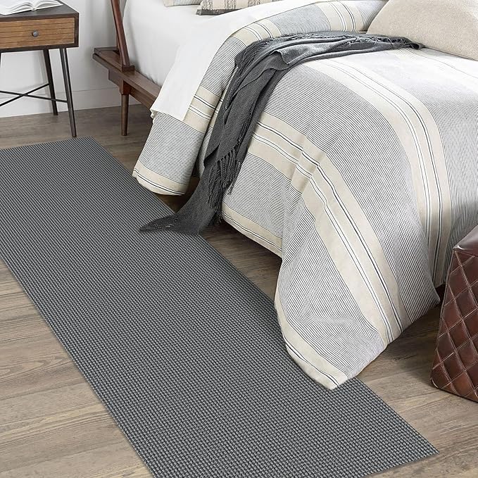 KOZYFLY Runners for Hallways 2x7 ft Washable Kitchen Runner Non Slip Rubber Backed Hall Runners Cotton Entryway Runner Rugs Floor Carpet for Indoor Backdoor Bedroom Kitchen, Grey/Dark Grey