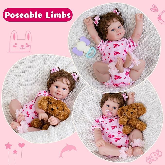 Lifelike Reborn Baby Dolls Girl, 20-Inch Realistic Baby Doll with Hair Baby Doll That Looks Real Cloth Body Newborn Girl with Complete Accessories for Kids 3+, Lovely& Pretty Girls